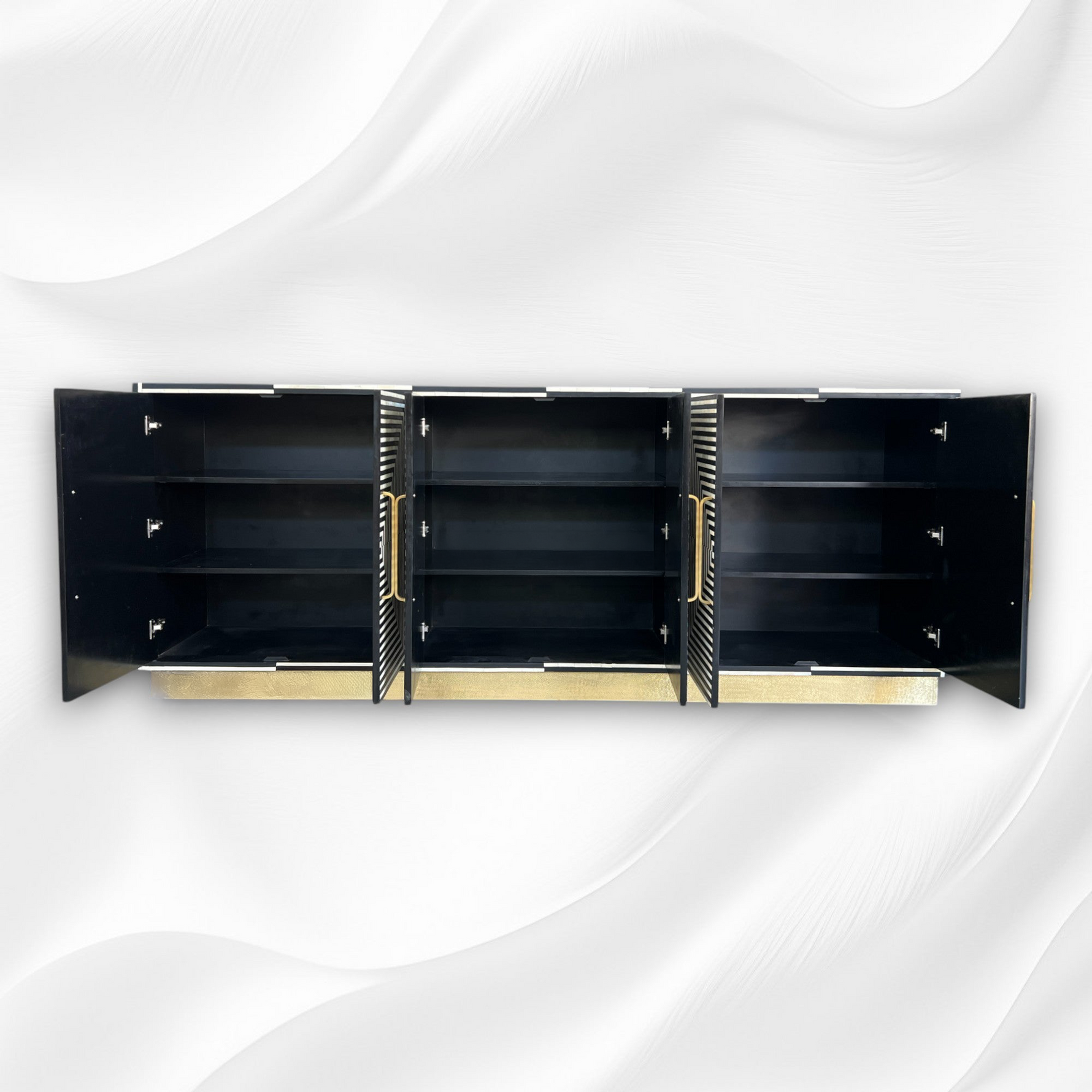 Liam Bone Inlay 6-Door Large Sideboard – Black