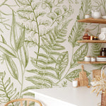 Light Green Fern Botanical Wall Mural