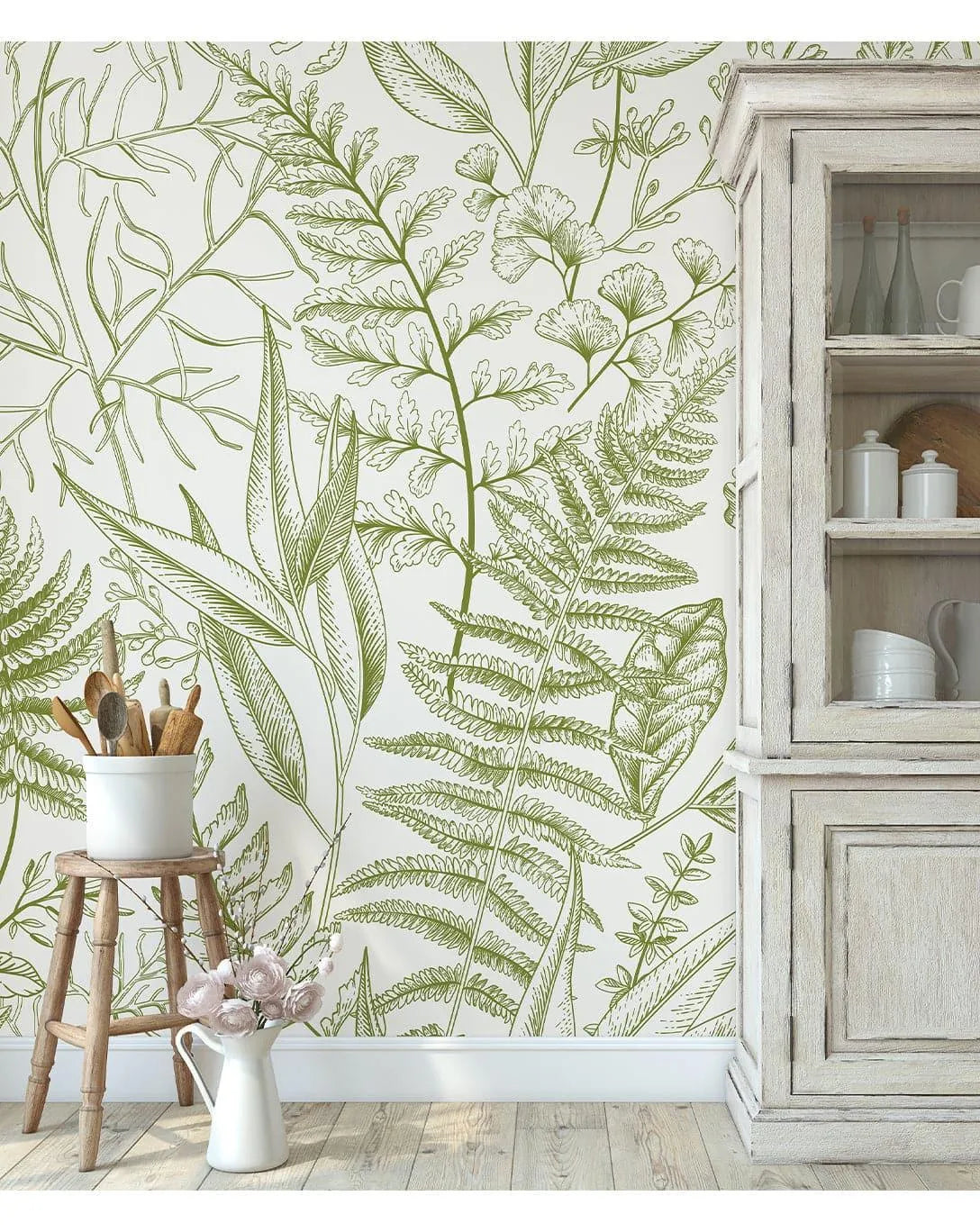 Light Green Fern Botanical Wall Mural