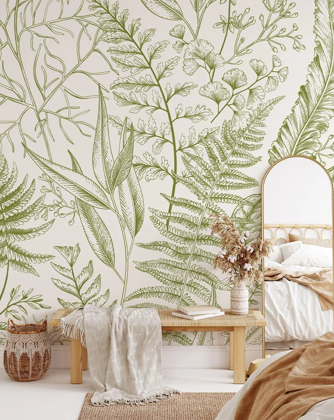 Light Green Fern Botanical Wall Mural