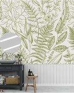 Light Green Fern Botanical Wall Mural