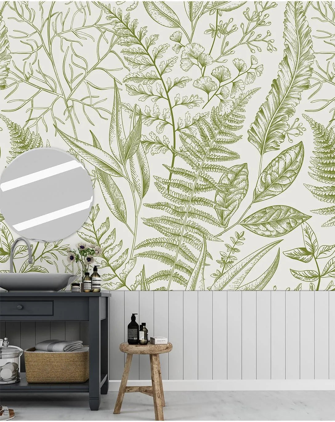 Light Green Fern Botanical Wall Mural