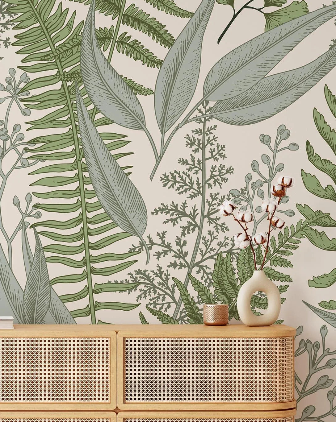 Light Green Fern Wall Mural