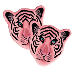 Light Pink Tiger Face Hand-Tufted Wool Accent Rug