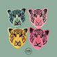 Light Pink Tiger Face Hand-Tufted Wool Accent Rug