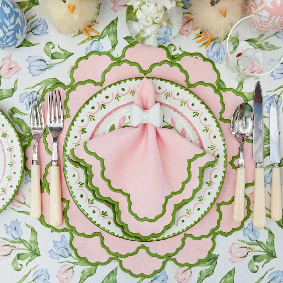 Lily Pink & Green Scalloped Placemats