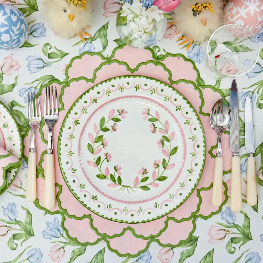 Lily Pink & Green Scalloped Placemats