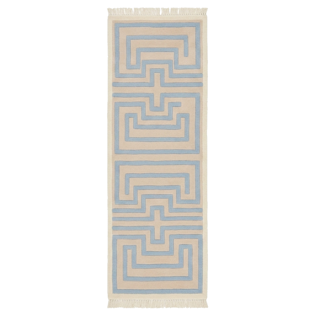 Linear Labyrinth Hand Knotted Runner Rug 
