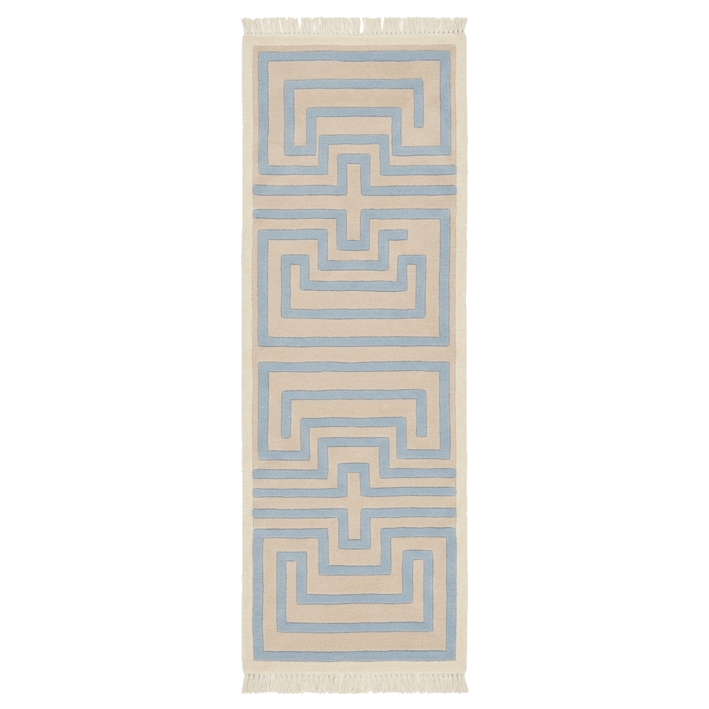 Linear Labyrinth Hand Knotted Runner Rug - MAIA HOMES