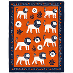 The Lion's Parade Hand-Tufted Rug is a vibrant and playful addition to any home decor. This rug features a procession of majestic lions in bold navy blue, set against a contrasting background. Its hand-tufted construction ensures durability and a plush feel underfoot. Perfect for adding a touch of whimsy and elegance to your living space