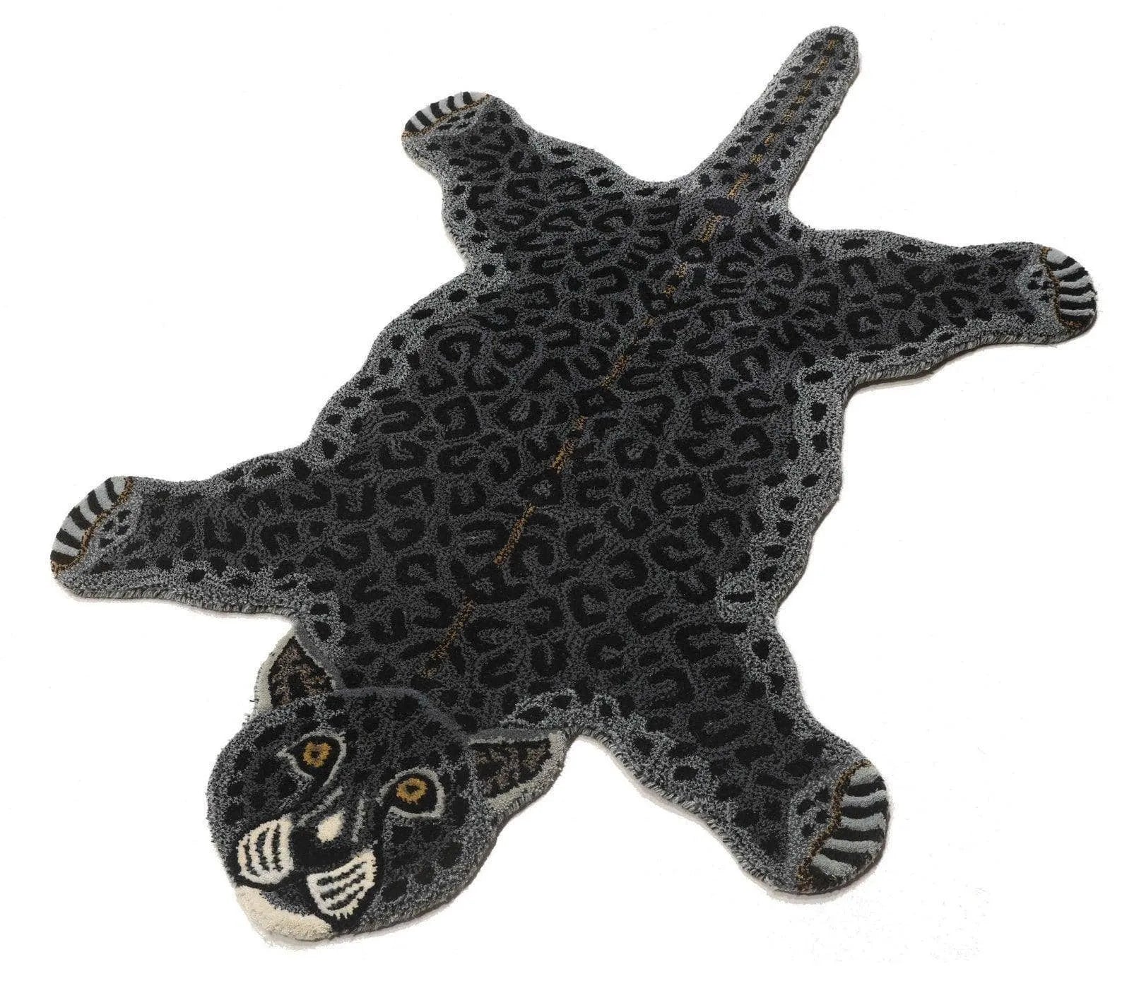 Little Black Leopard Hand Tufted Wool Rug