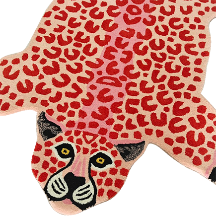 Little Pink Leopard Hand Tufted Wool Rug