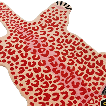 Little Pink Leopard Hand Tufted Wool Rug