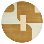 Round rug with geometric pattern on a white background