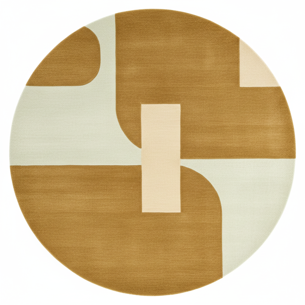 Round rug with geometric pattern on a white background