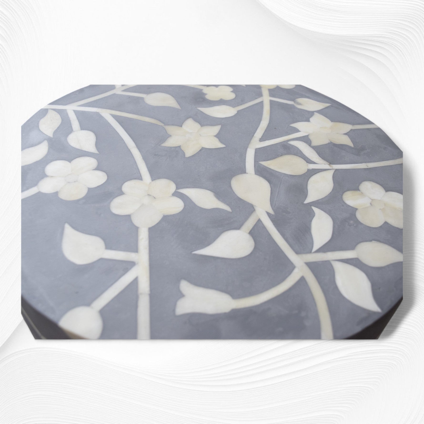 Lola bone inlay round stool styled