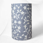 Lola floral bone inlay round stool in light grey, front view