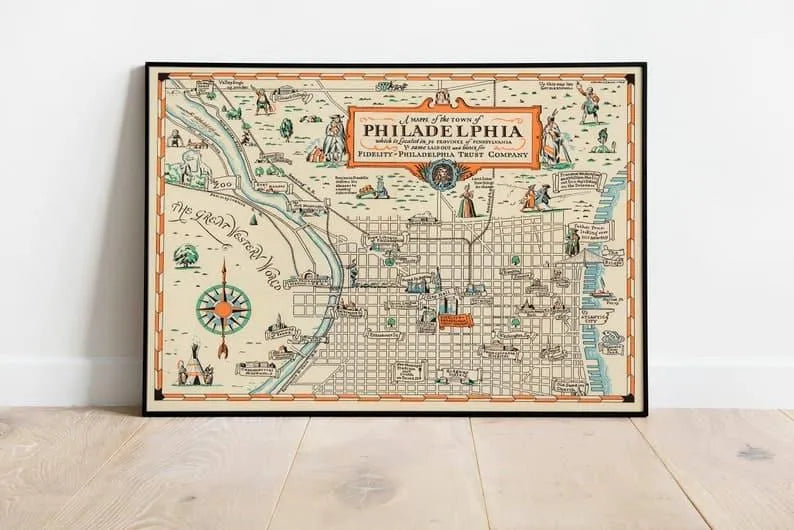 Philadelphia Map Wall Print| Framed Map Wall Decor