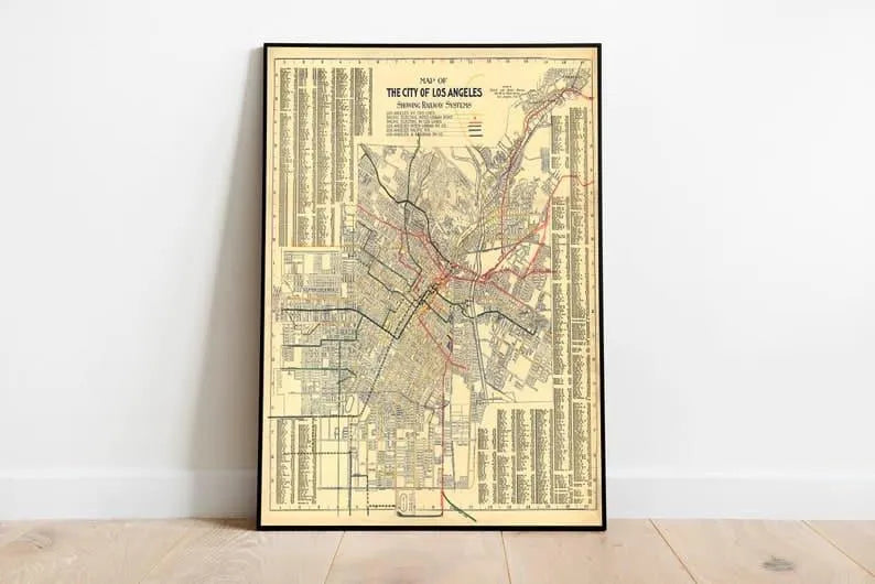 Los Angeles City Map Wall Print| Framed Map Wall Decor