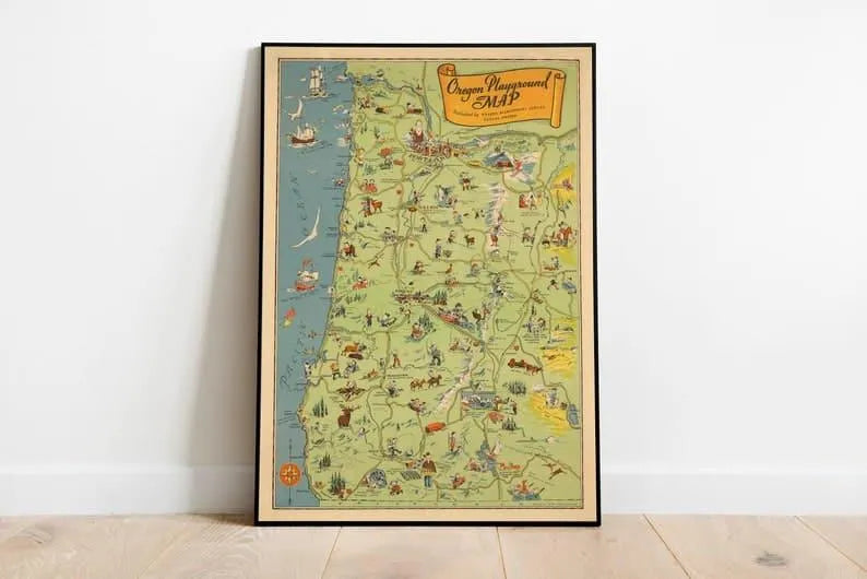 Oregon Map Print| Art History