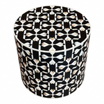 Lotus Mother-of-Pearl Inlay Accent Table – Black