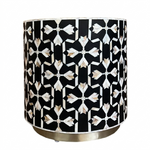 Lotus Mother-of-Pearl Inlay Accent Table – Black