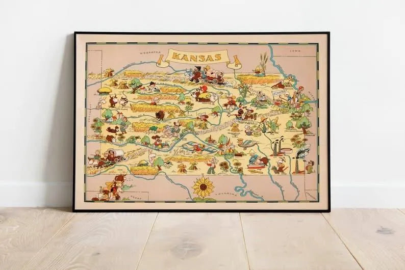 Kansas Map Print| Art History