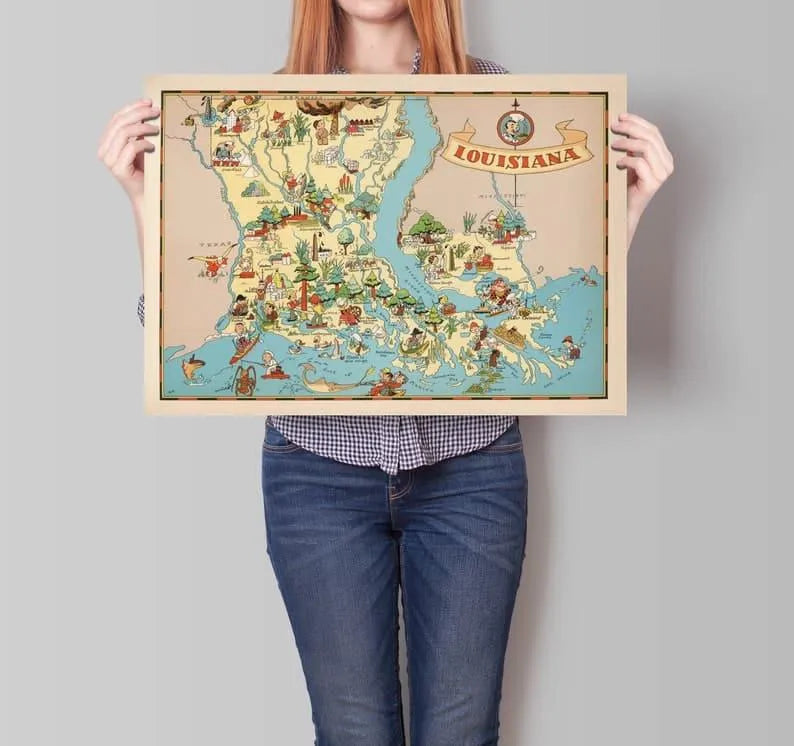 Louisiana Map Print| Art History