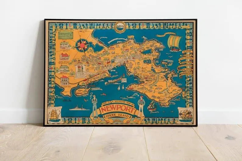 Newport City Map Wall Print| Framed Map Wall Decor