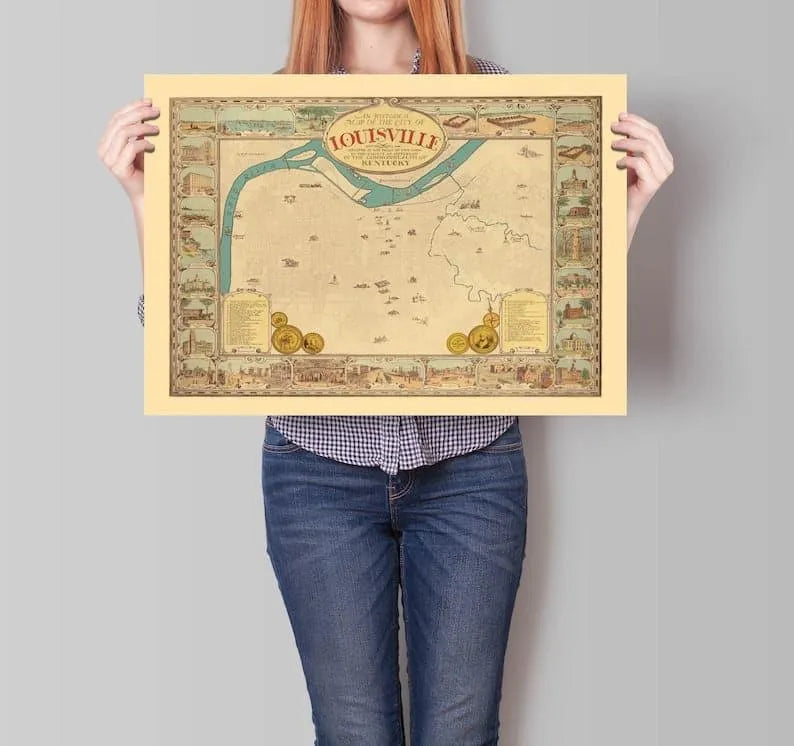 Louisville Map Wall Print| Framed Map Wall Decor