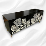Lucas bone inlay media console in black, front view