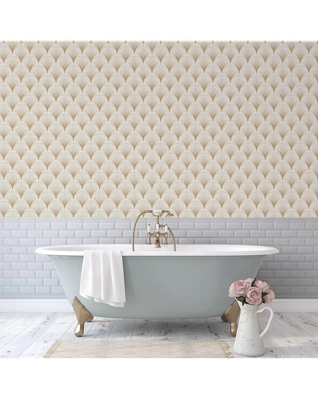 Luxury Gold Scallops Removable Wallpaper