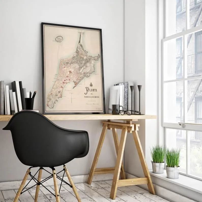 Macau City Map Wall Print| Macau Old Map Poster Print