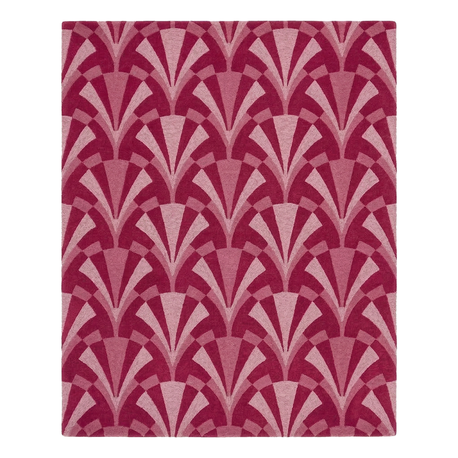Magenta Fan Motif Hand Tufted Rug