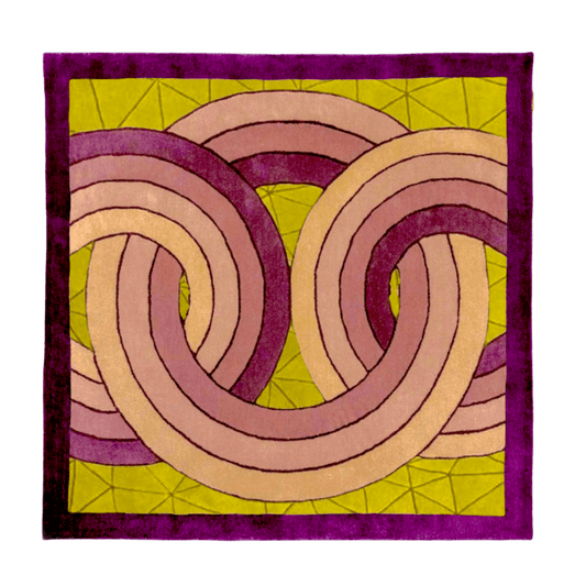 Maia Knotted Circles on Square Hand Tufted Wool Rug - Purple/Cream