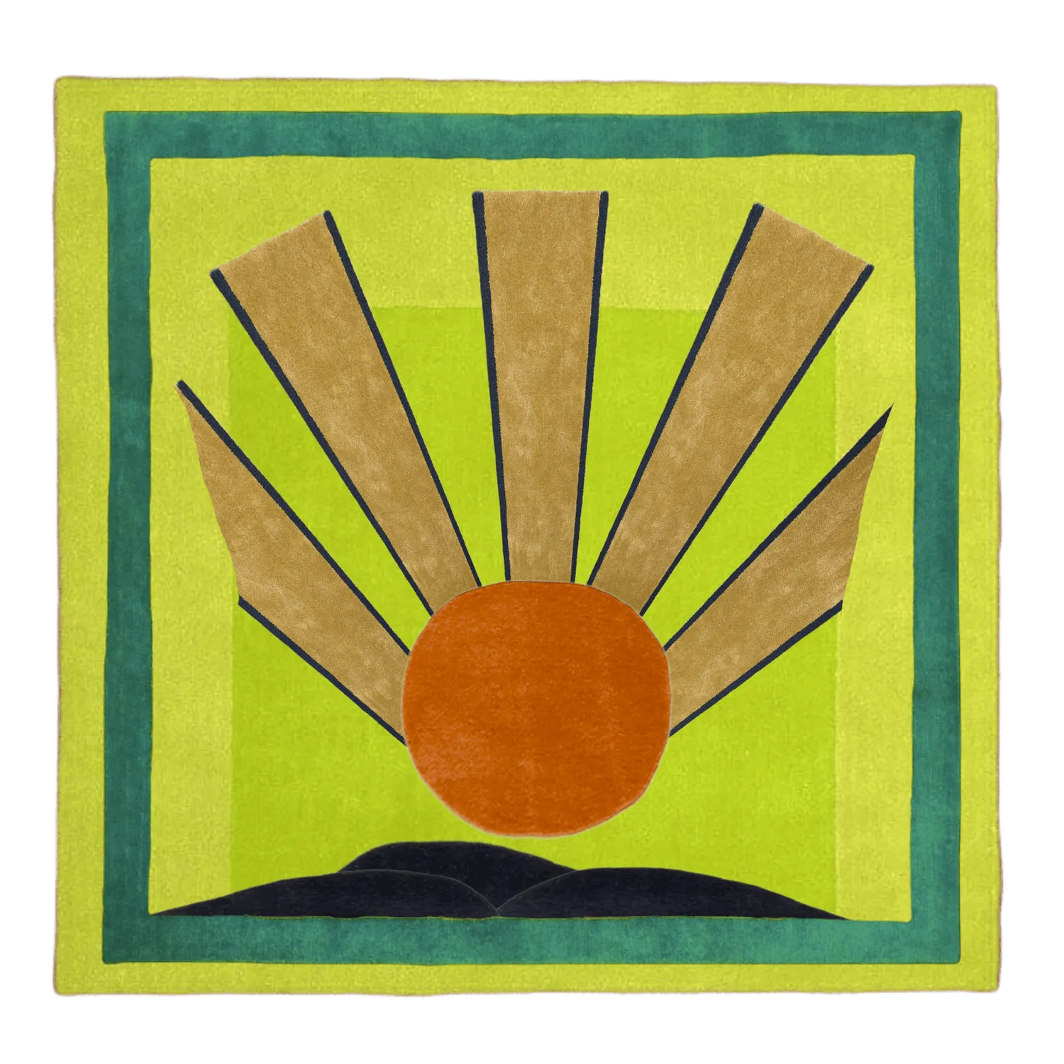 Maia Sunrise Art Deco Square Hand Tufted Wool Rug