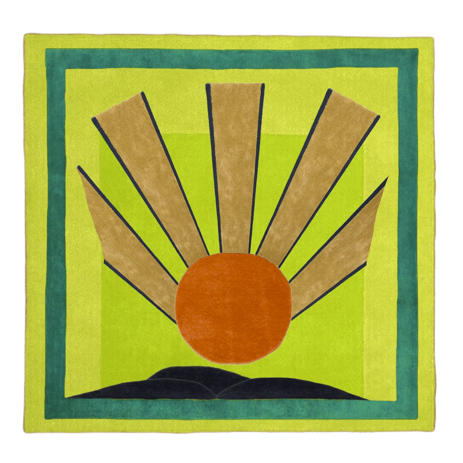 Maia Sunrise Art Deco Square Hand Tufted Wool Rug