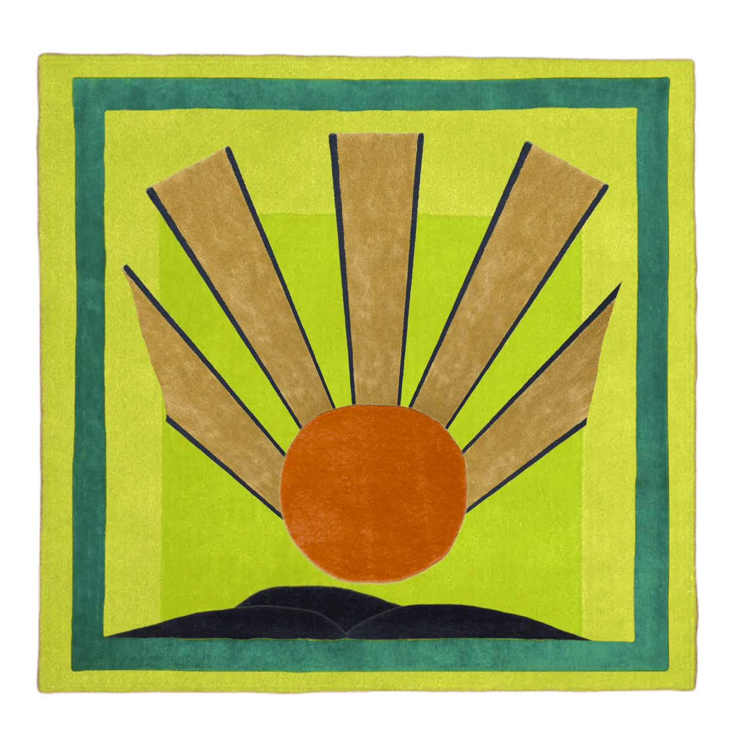 Maia Sunrise Art Deco Square Hand Tufted Wool Rug