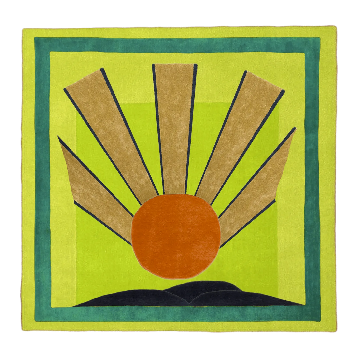 Maia Sunrise Art Deco Square Hand Tufted Wool Rug