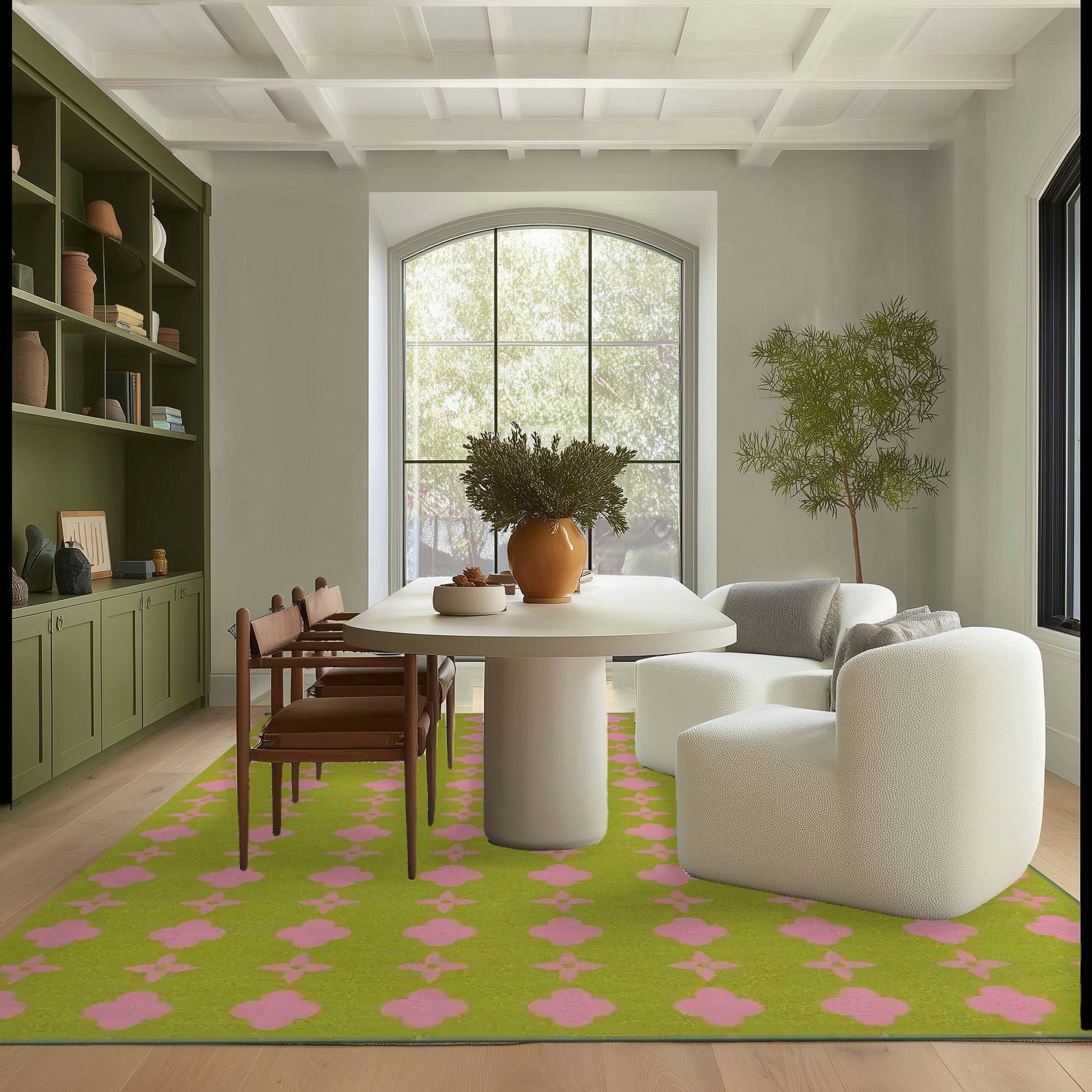 1001 Clover Stars Hand Tufted Rug - Cyber Lime