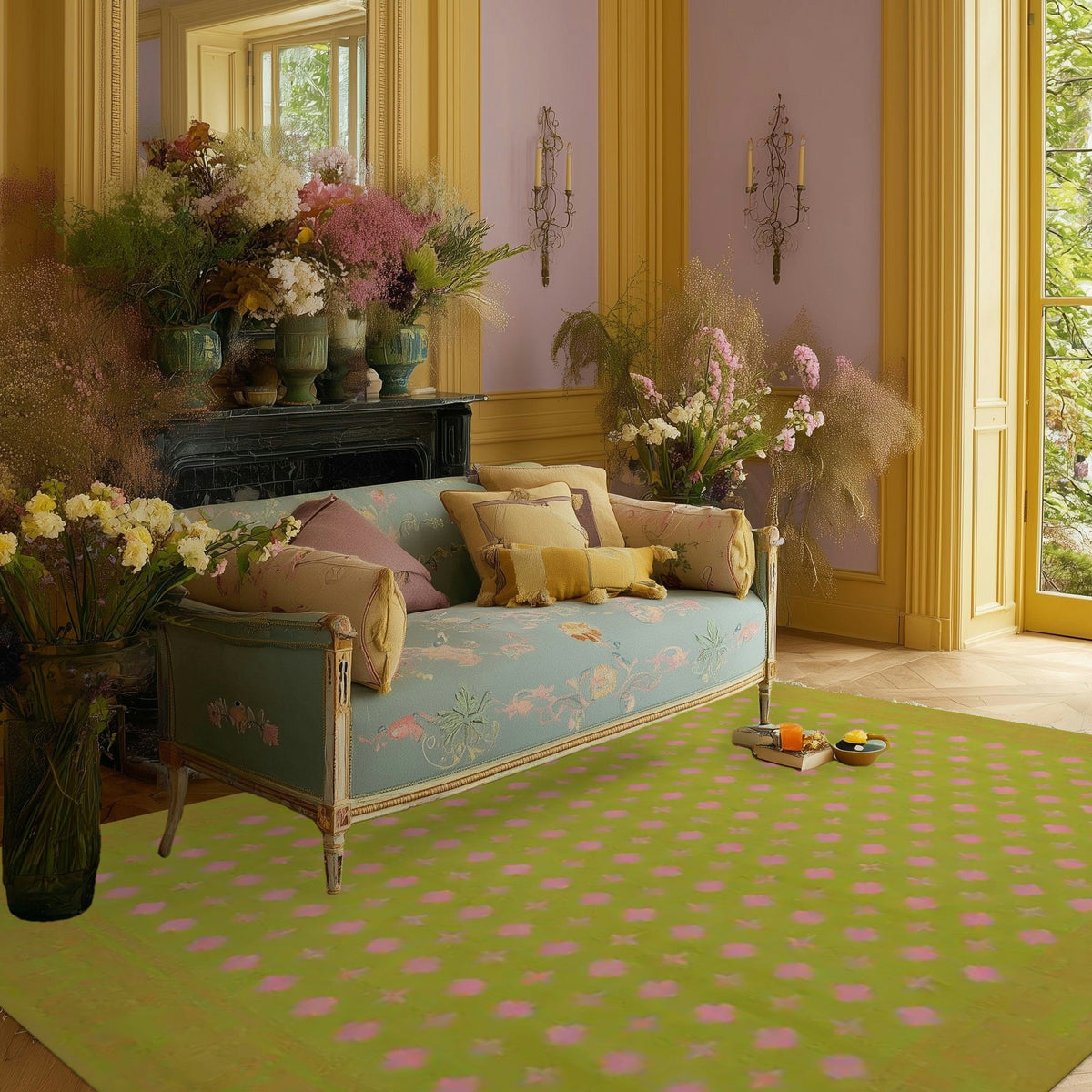 1001 Clover Stars Hand Tufted Rug - Cyber Lime