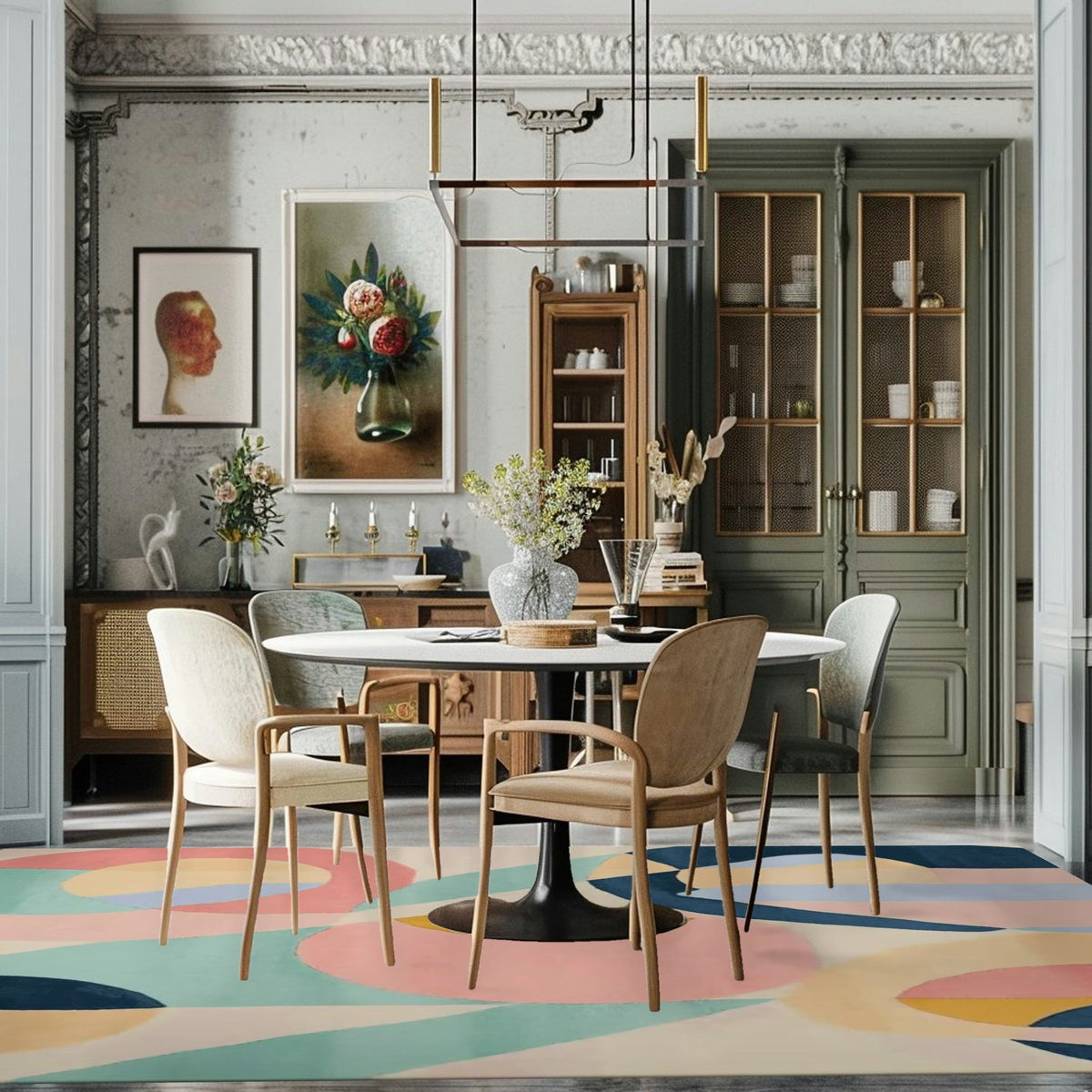 Abstract Color Motion Hand Tufted Rug