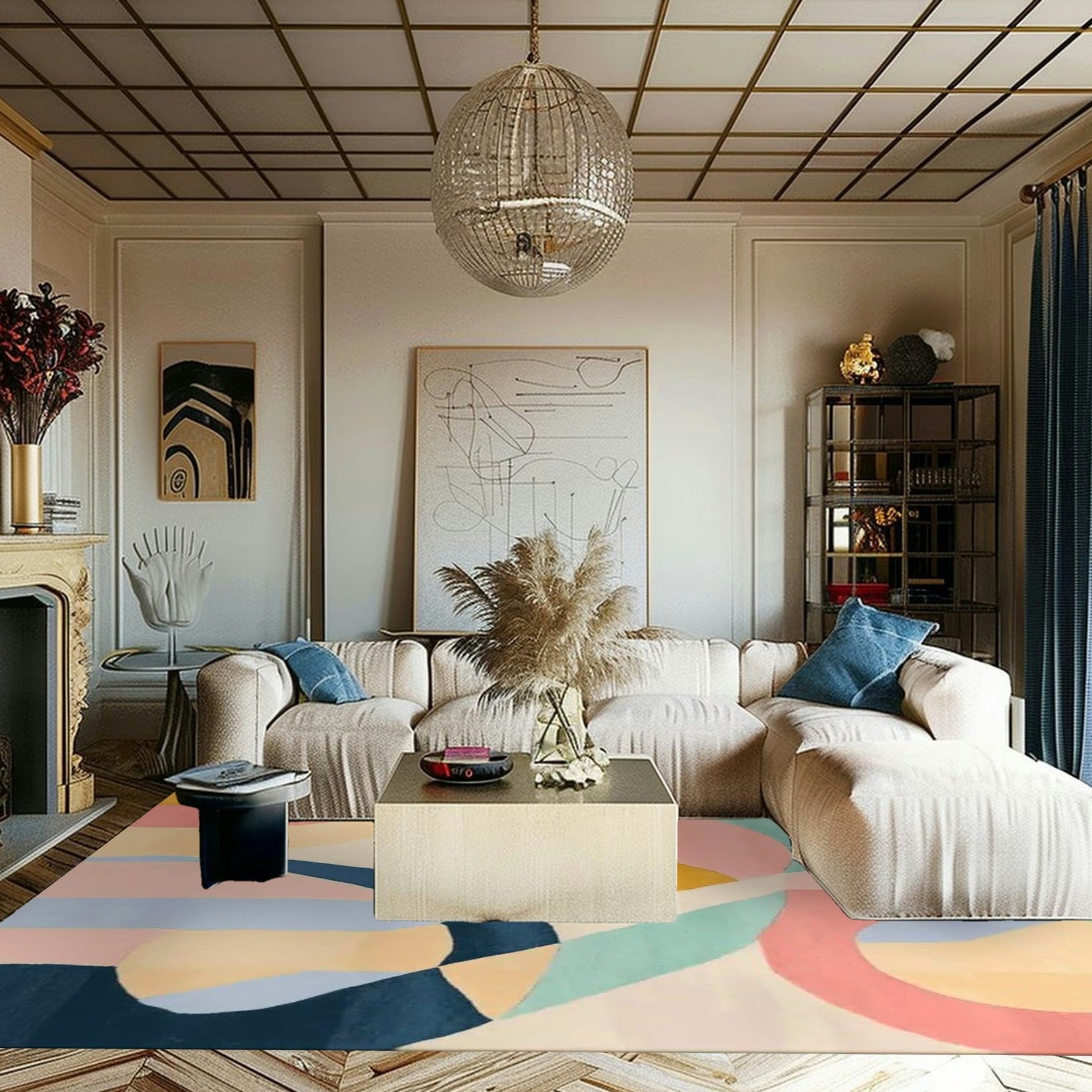 Abstract Color Motion Hand Tufted Rug