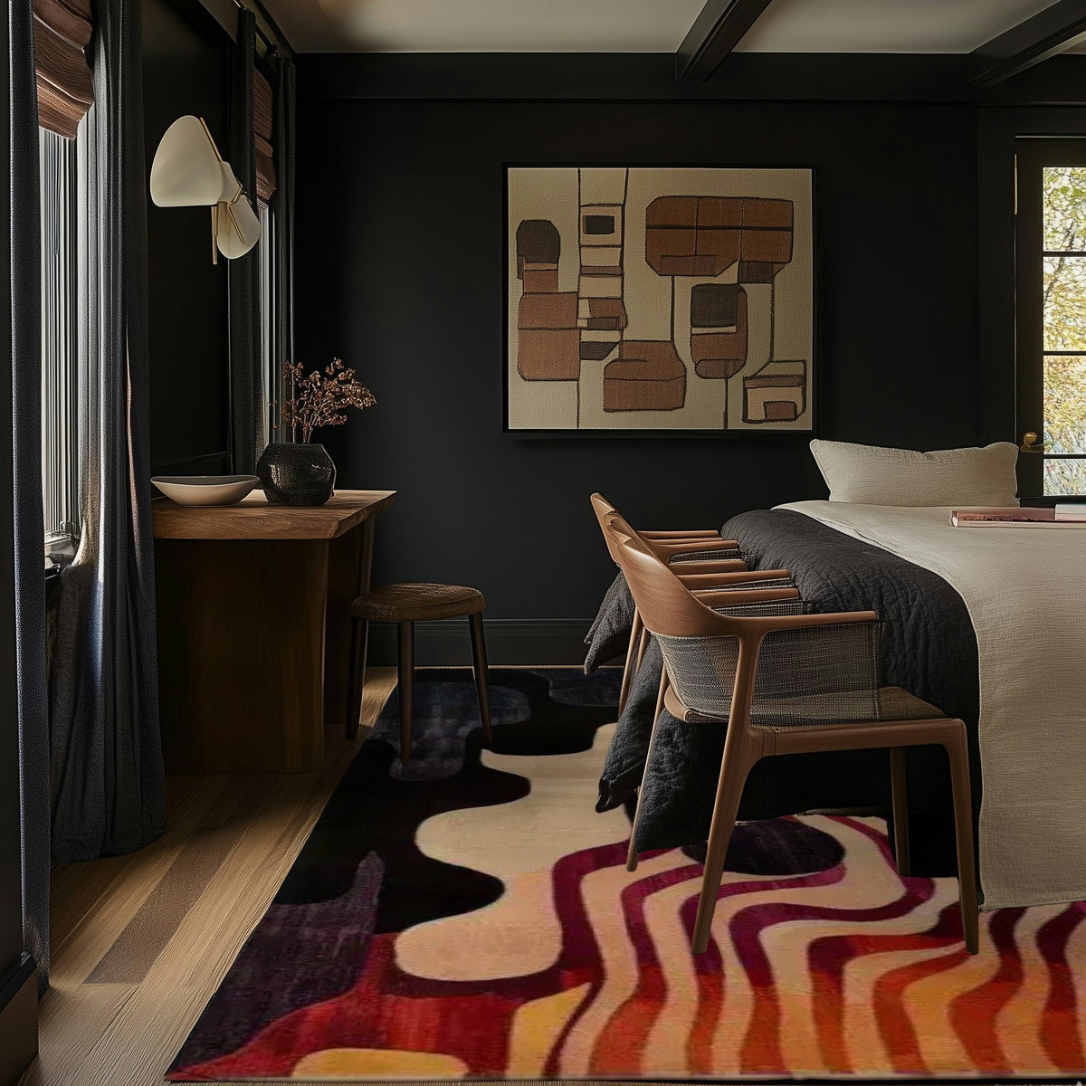 Abstract Ink Blot Hand Tufted Rug 