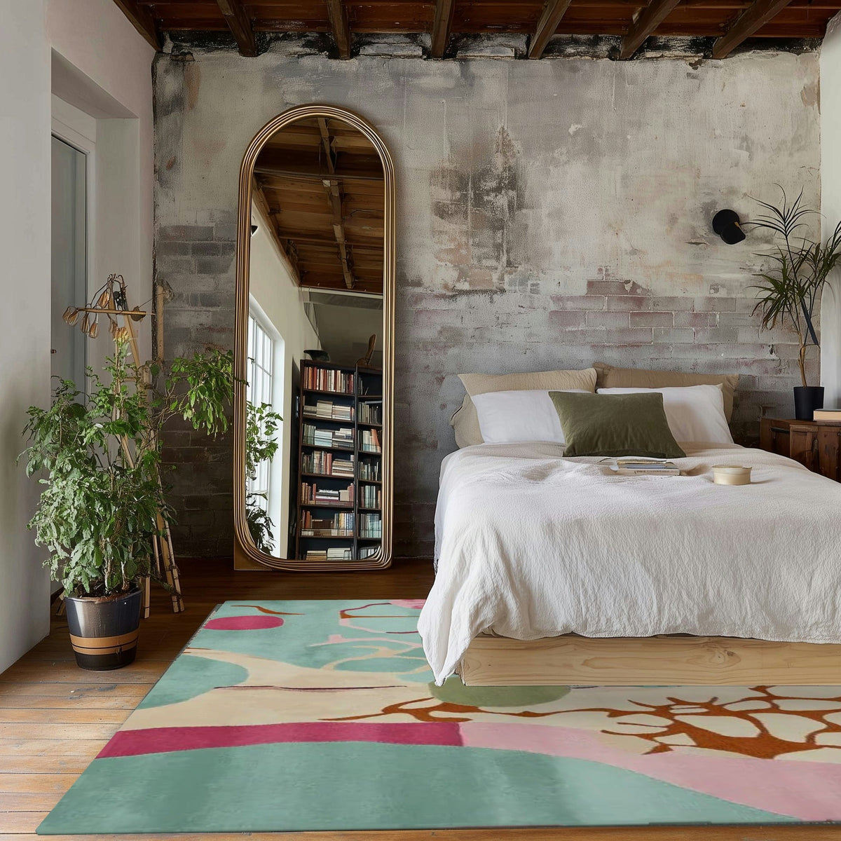 Abstract Plant Pulse Hand Tufted Rug