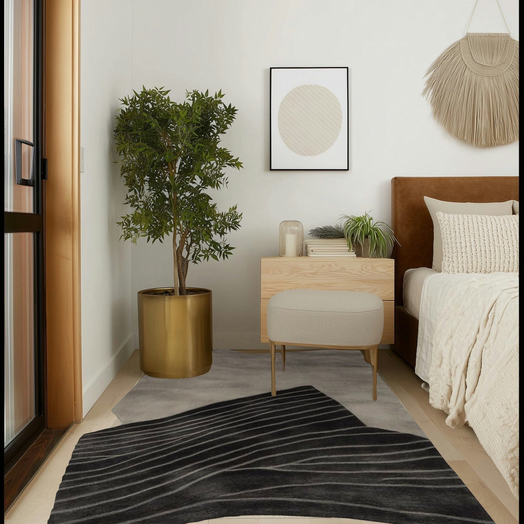 Abstract Rhythmic Line Hand Tufted Rug