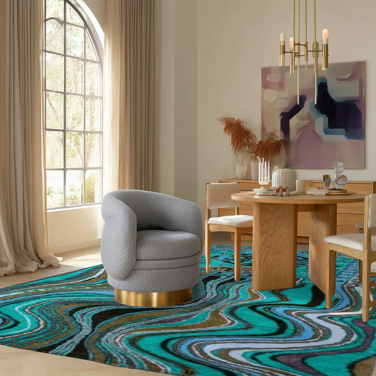 Alaia Persian Turquoise Melting Area Rug