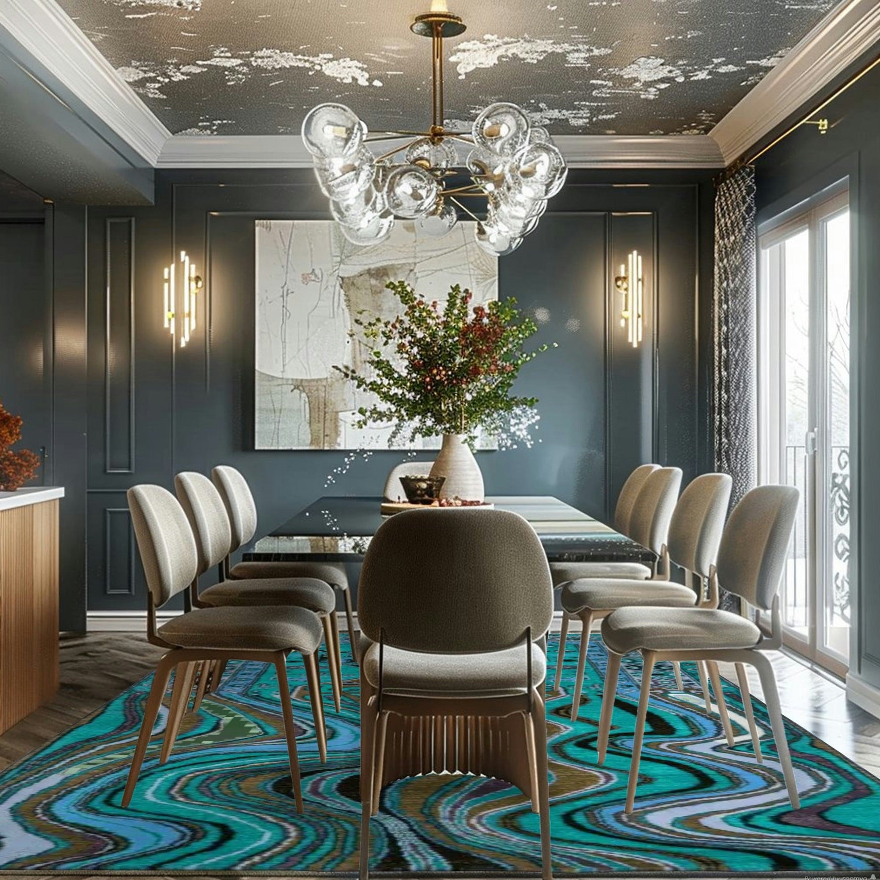 Alaia Persian Turquoise Melting Area Rug