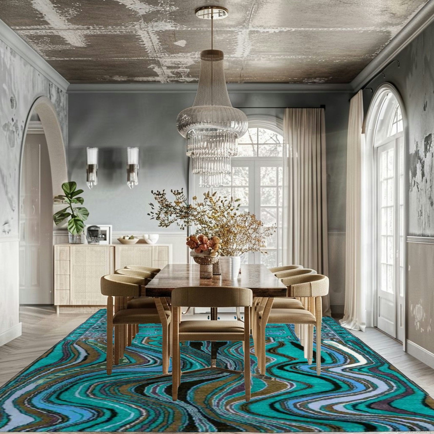 Alaia Persian Turquoise Melting Area Rug