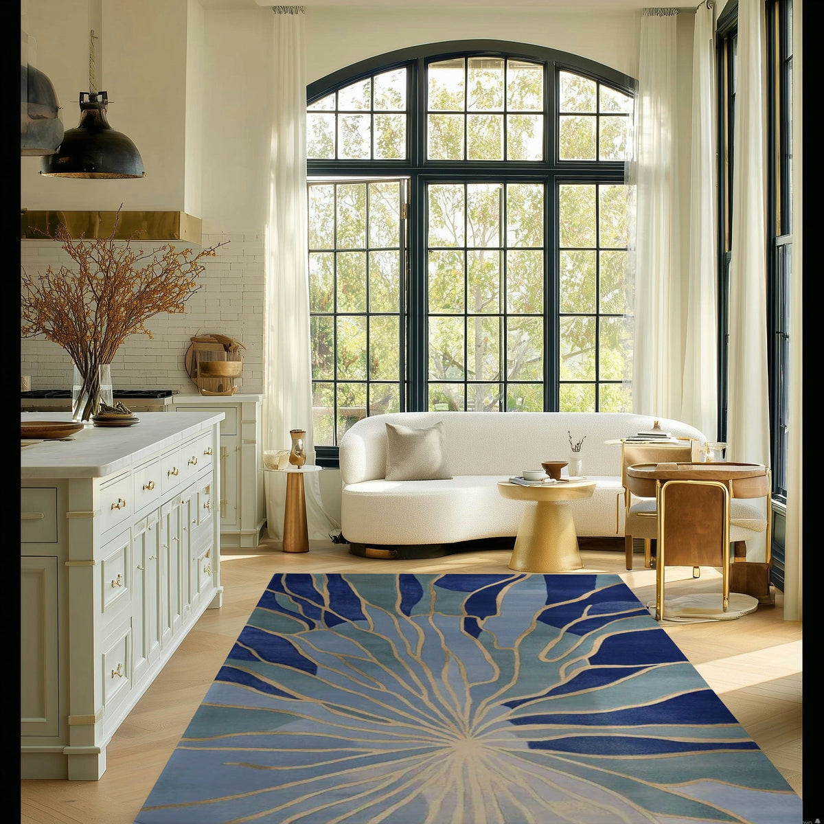 Azure Stained Glass Hand Tufted Rug